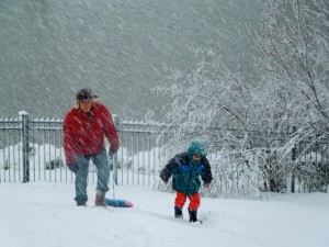 Walking through snow